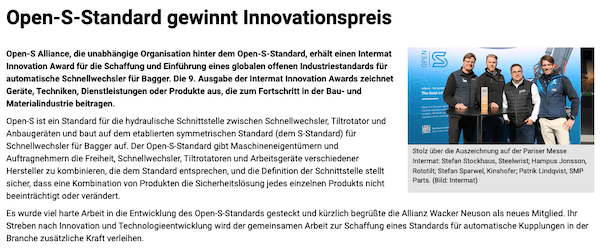 Open-S standard Innovationspreis